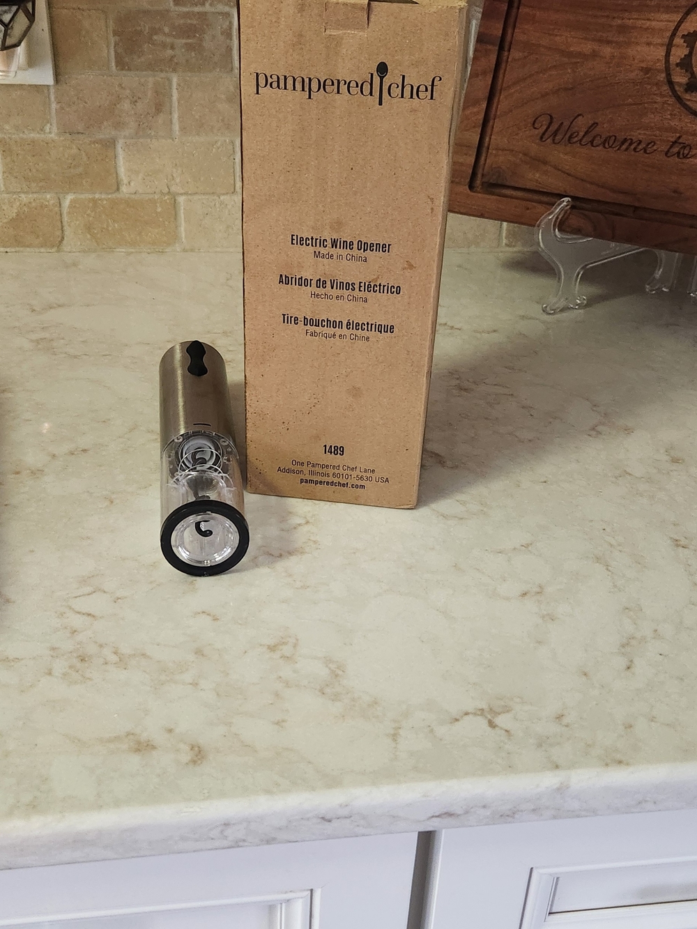 Pampered Chef Stainless Steel and Black Electric Wine Opener